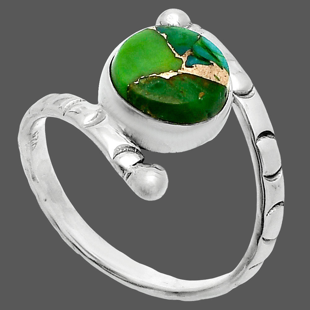 Blue Turquoise In Green Mohave Ring size-7.5 R-1546 SDR247420