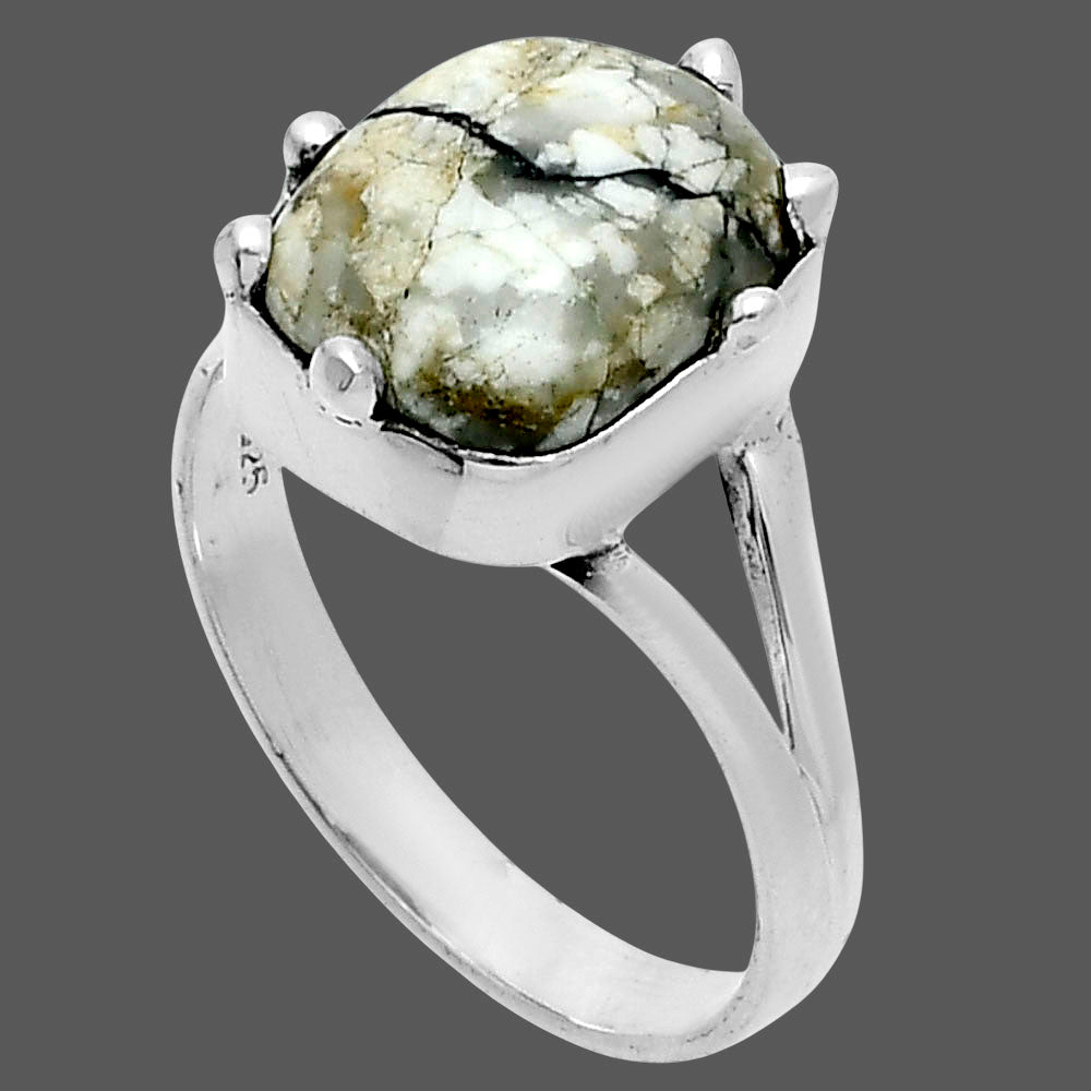 Authentic White Buffalo Turquoise Nevada Ring size-8.5 R-1506 SDR247697