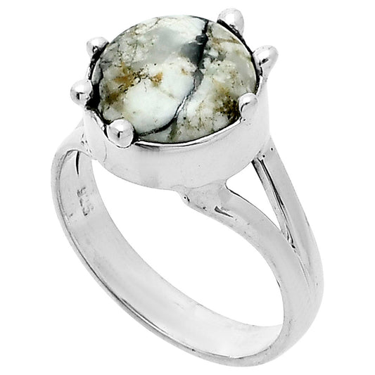 Authentic White Buffalo Turquoise Nevada Ring size-7 R-1506 SDR247702