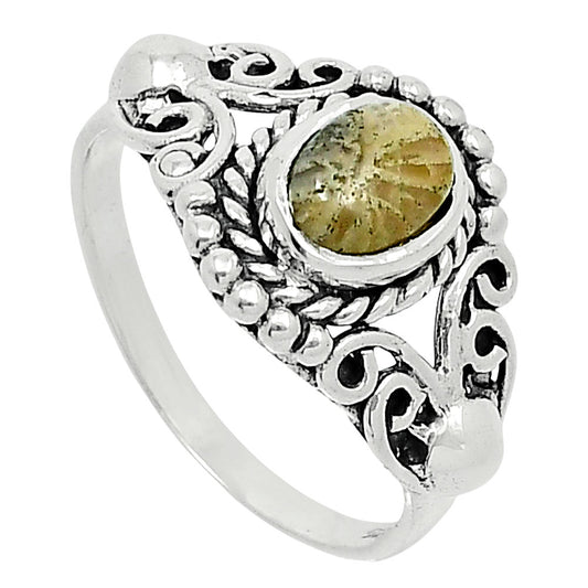 Natural Flower Fossil Coral Ring size-8.5 R-1358 SDR247816