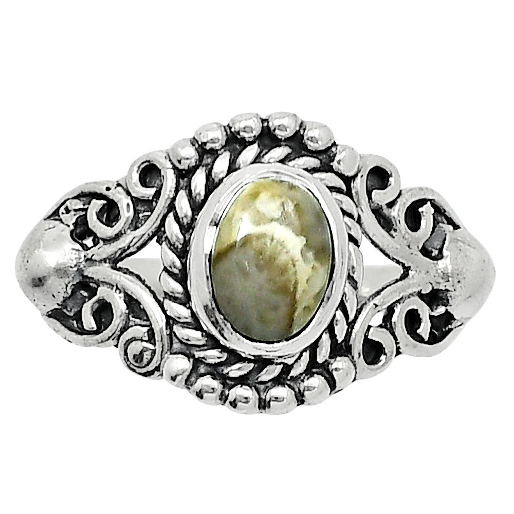 Natural Flower Fossil Coral Ring size-7.5 R-1358 SDR247861