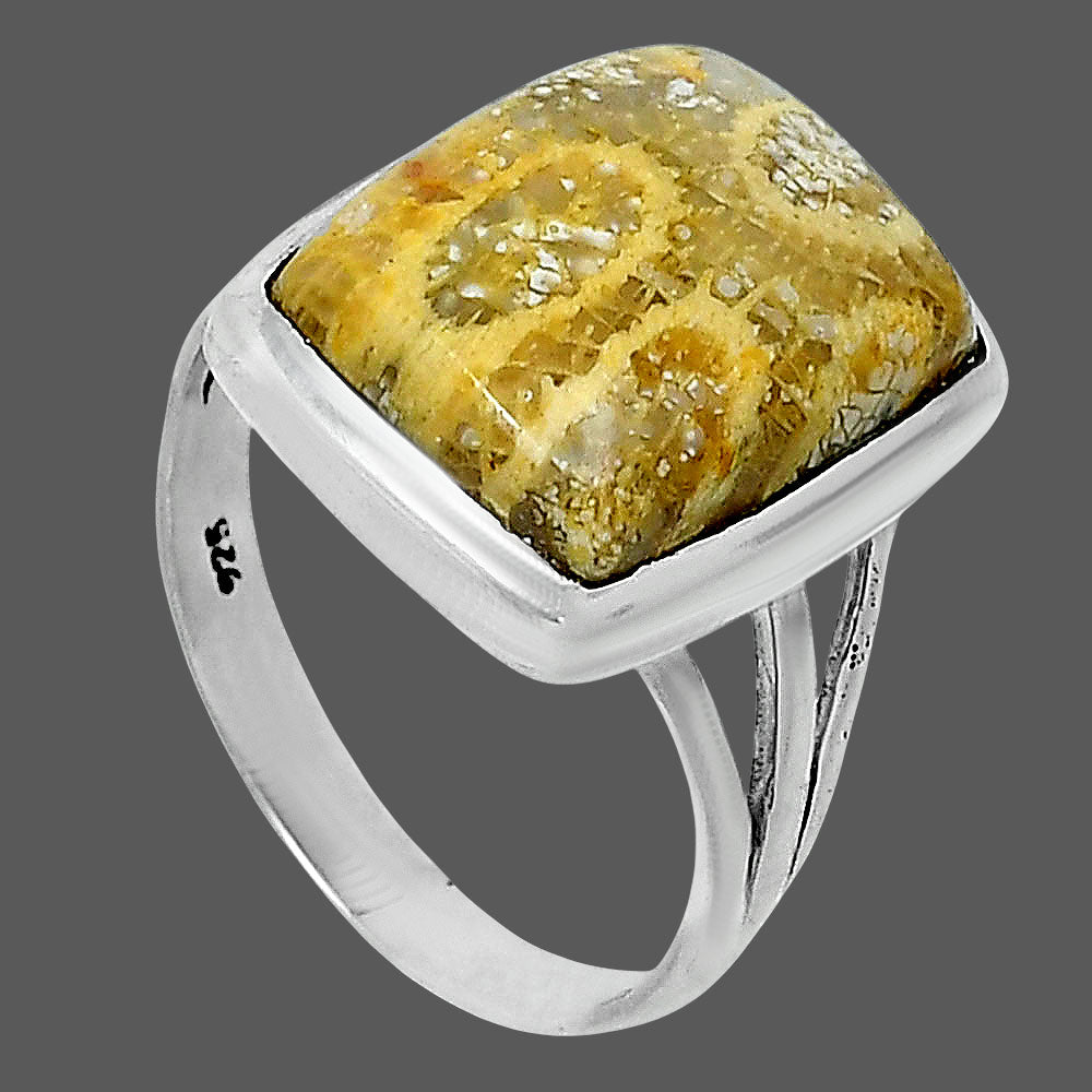 Natural Flower Fossil Coral Ring size-9.5 R-1006 SDR247966