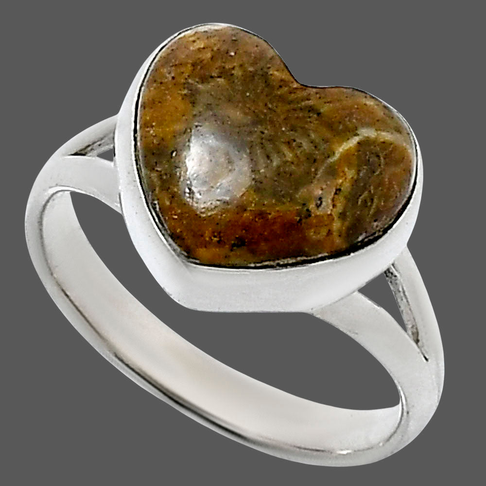 Heart Natural Flower Fossil Coral Ring size-8 R-1073 SDR248532