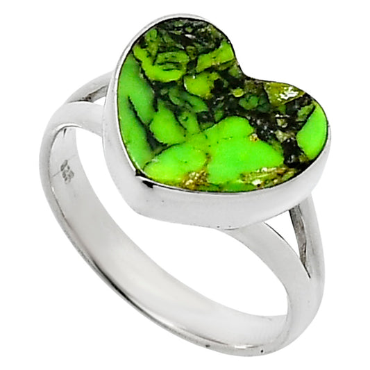 Heart Natural Green Matrix Turquoise Ring size-7 R-1073 SDR248574