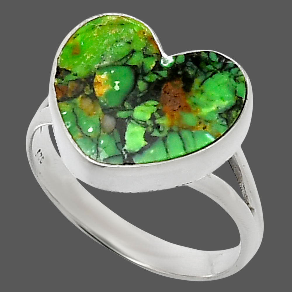 Heart Green Matrix Turquoise Ring size-10 R-1073 SDR248591
