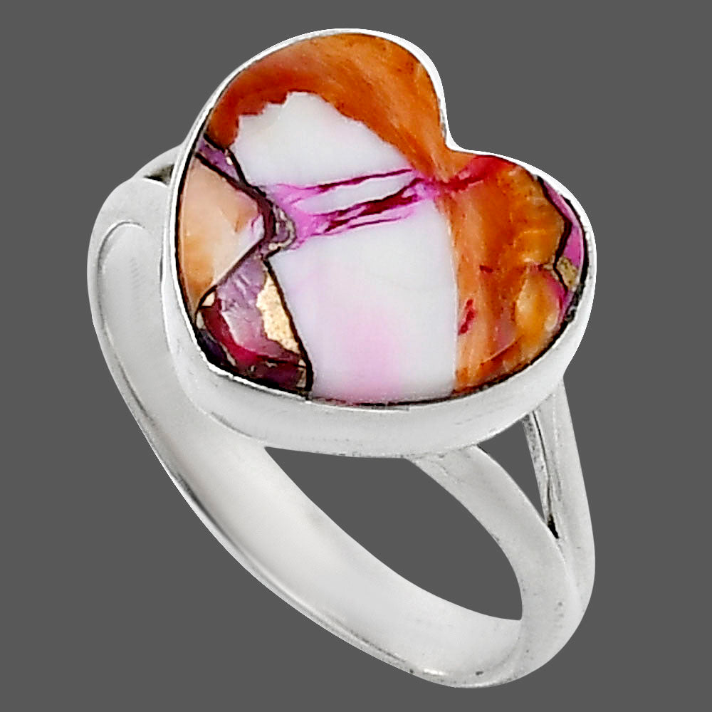 Heart Kingman Orange Dahlia Turquoise Ring size-10 R-1073 SDR248670