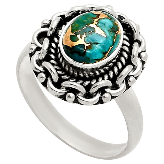 Kingman Copper Teal Turquoise Ring size-8 R-1667 SDR249318