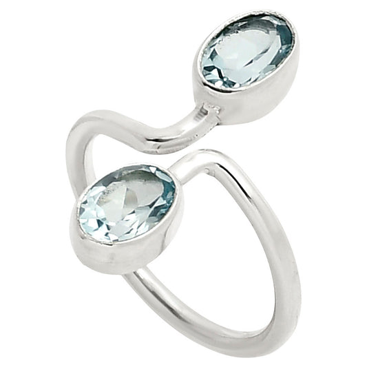 Adjustable - Natural Sky Blue Topaz Ring size-7 R-1587 SDR249354