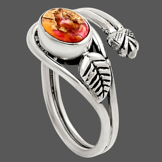 Kingman Pink Dahlia Turquoise Ring size-8 R-1276 SDR249821