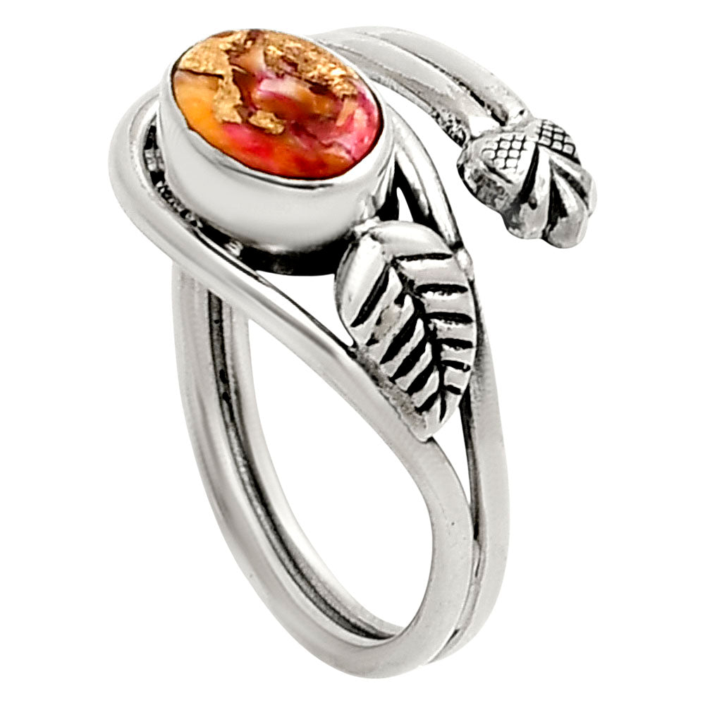 Kingman Pink Dahlia Turquoise Ring size-8 R-1276 SDR249821