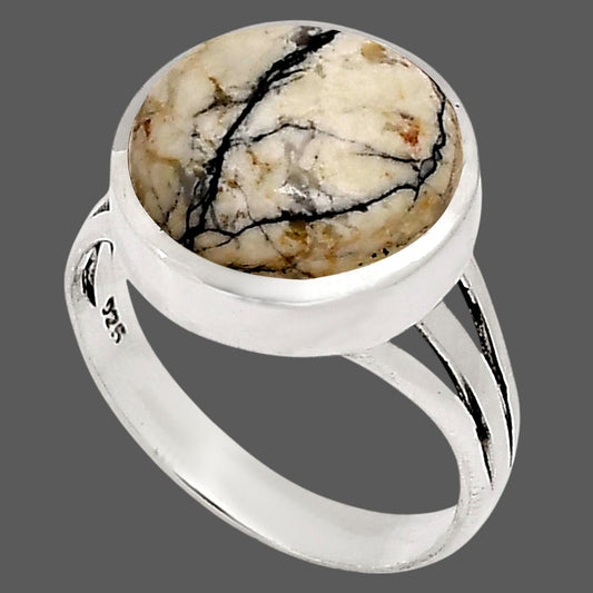 Authentic White Buffalo Turquoise Nevada Ring size-9 R-1006 SDR250064