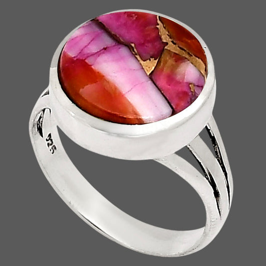 Kingman Orange Dahlia Turquoise Ring size-9 R-1006 SDR250118