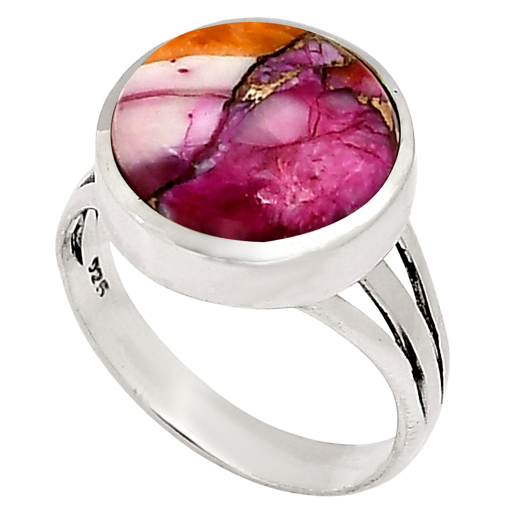 Kingman Orange Dahlia Turquoise Ring size-10 R-1006 SDR250136