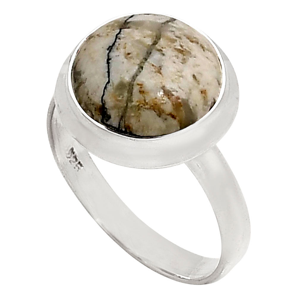 Authentic White Buffalo Turquoise Nevada Ring size-8 R-1007 SDR250226