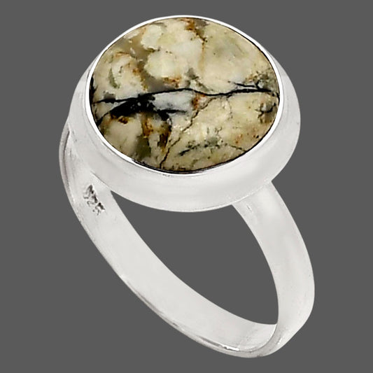 Authentic White Buffalo Turquoise Nevada Ring size-10 R-1007 SDR250235