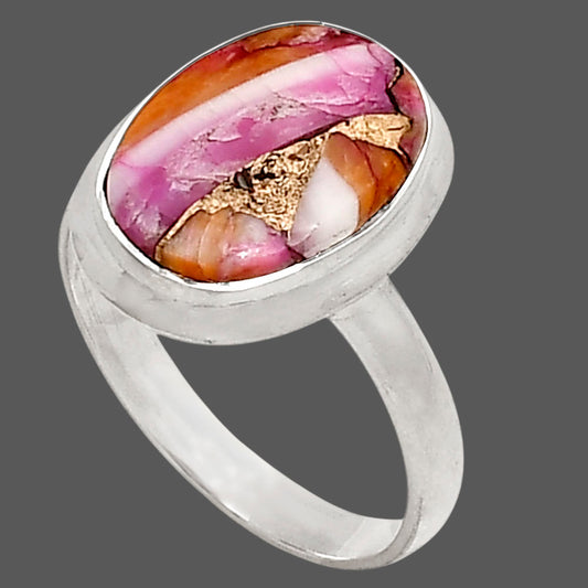 Kingman Orange Dahlia Turquoise Ring size-8 R-1007 SDR250304