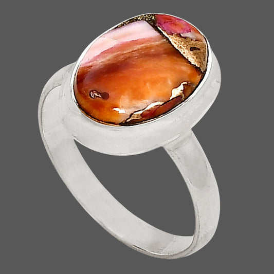 Kingman Orange Dahlia Turquoise Ring size-8 R-1007 SDR250308