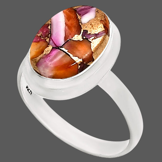 Kingman Orange Dahlia Turquoise Ring size-9 R-1007 SDR250311