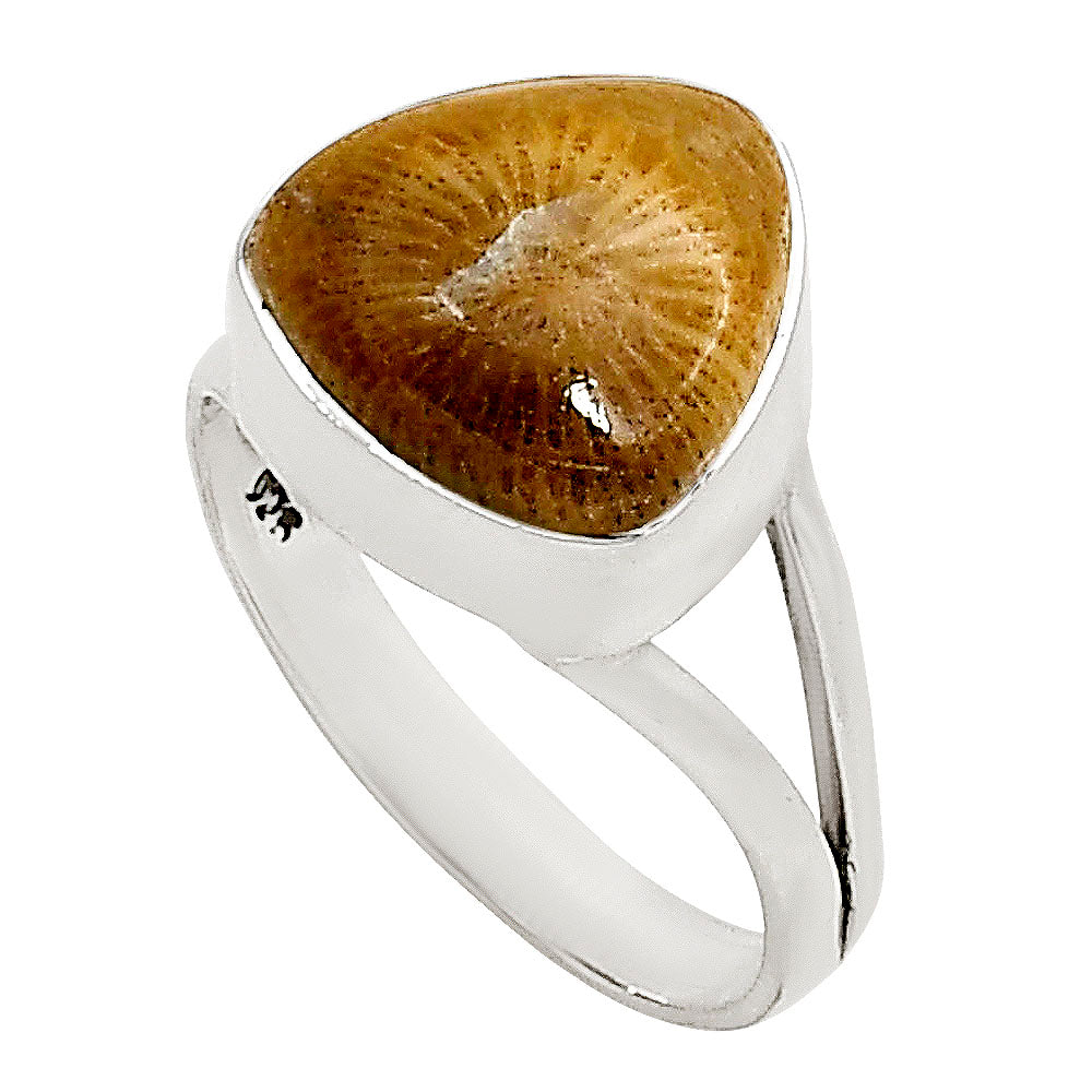 Flower Fossil Coral Ring size-7 R-1002 SDR250567