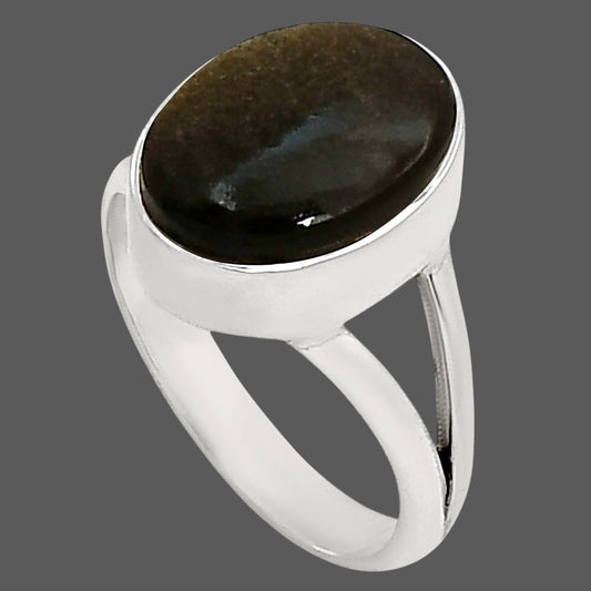 Silver Obsidian Ring size-9 R-1002 SDR250607