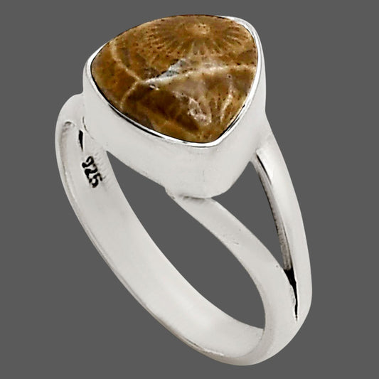 Flower Fossil Coral Ring size-6 R-1002 SDR250681
