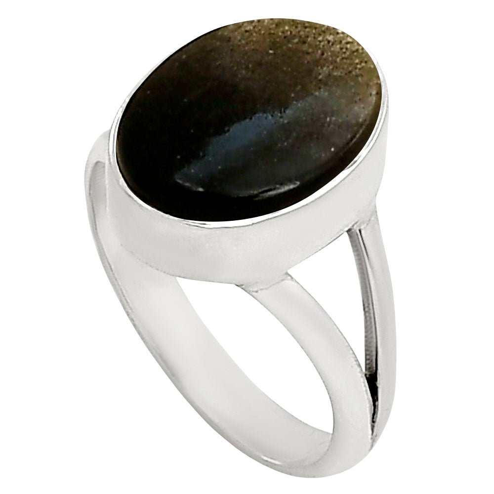 Silver Obsidian Ring size-8 R-1002 SDR250738