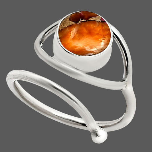 Eye Adjustable - Kingman Orange Dahlia Turquoise Ring size-6 R-1254 SDR250920