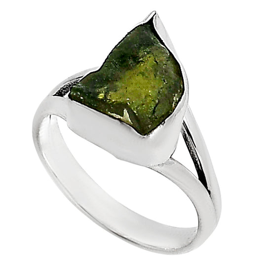 Genuine Czech Moldavite Rough Ring size-6 R-1002 SDR252166