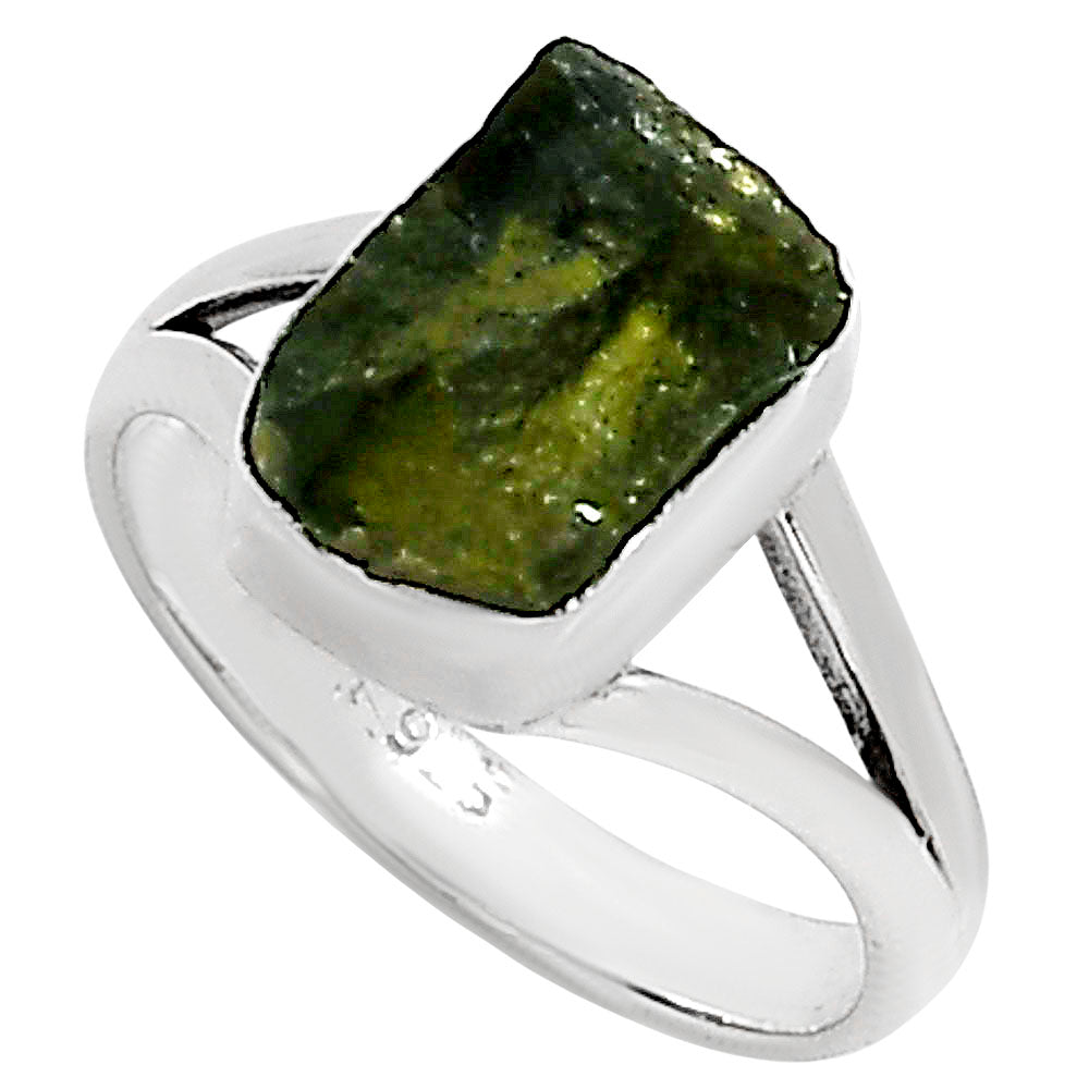 Genuine Czech Moldavite Rough Ring size-6 R-1002 SDR252175