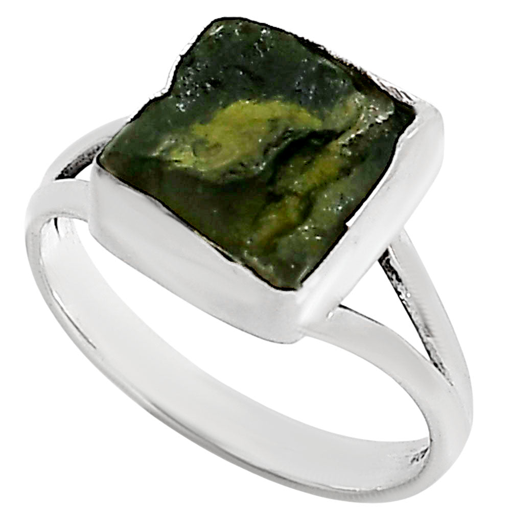 Genuine Czech Moldavite Rough Ring size-9 R-1002 SDR252176