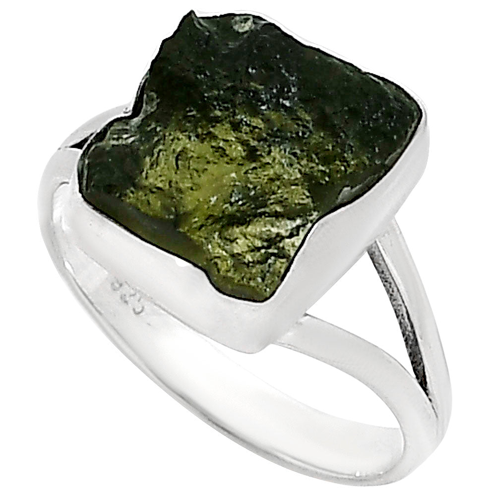 Genuine Czech Moldavite Rough Ring size-9 R-1002 SDR252177