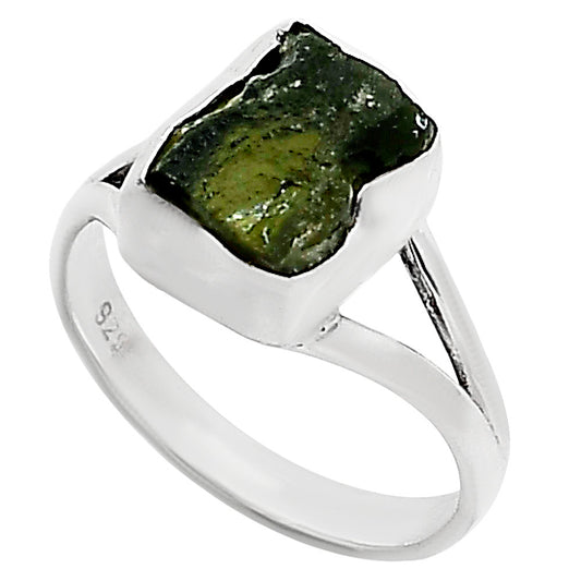 Genuine Czech Moldavite Rough Ring size-8 R-1002 SDR252197