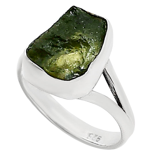 Genuine Czech Moldavite Rough Ring size-7 R-1002 SDR252201