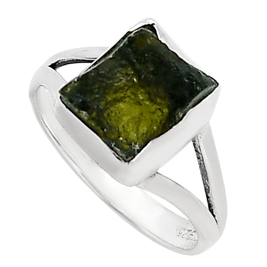 Genuine Czech Moldavite Rough Ring size-7.5 R-1002 SDR252206