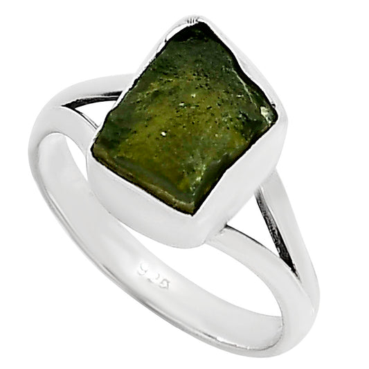 Genuine Czech Moldavite Rough Ring size-8 R-1002 SDR252209