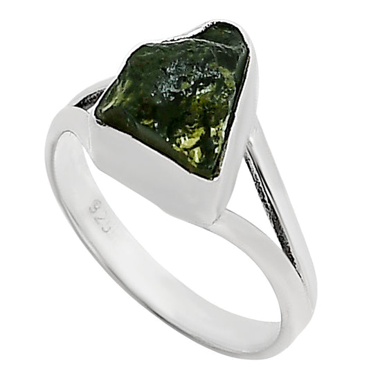 Genuine Czech Moldavite Rough Ring size-8 R-1002 SDR252211
