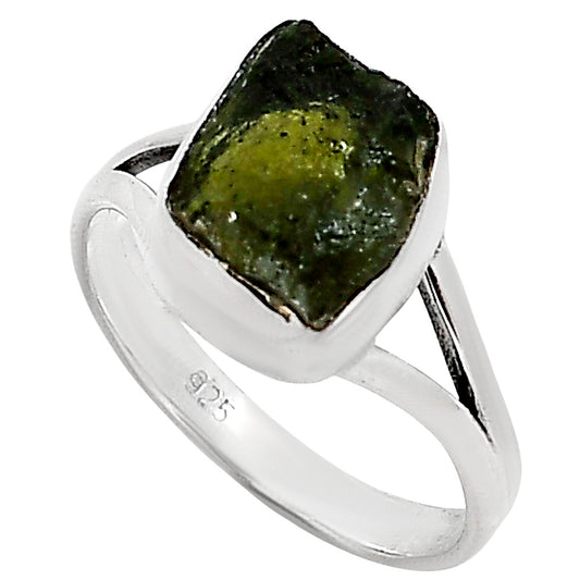Genuine Czech Moldavite Rough Ring size-9 R-1002 SDR252220
