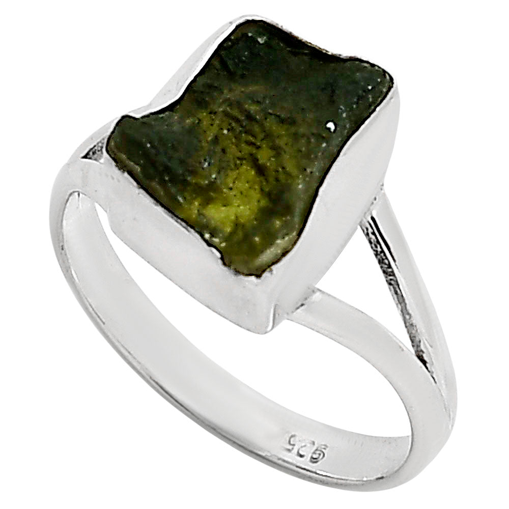 Genuine Czech Moldavite Rough Ring size-9 R-1002 SDR252226
