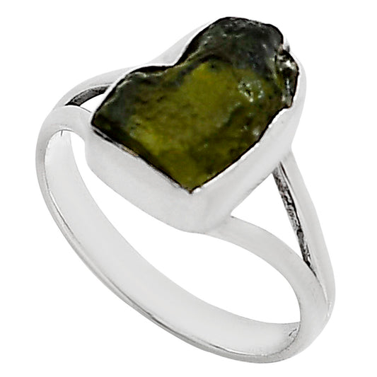 Genuine Czech Moldavite Rough Ring size-9 R-1002 SDR252245