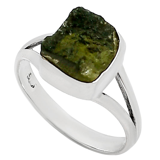 Genuine Czech Moldavite Rough Ring size-9 R-1002 SDR252254