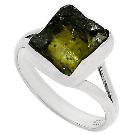 Genuine Czech Moldavite Rough Ring size-8 R-1002 SDR252269