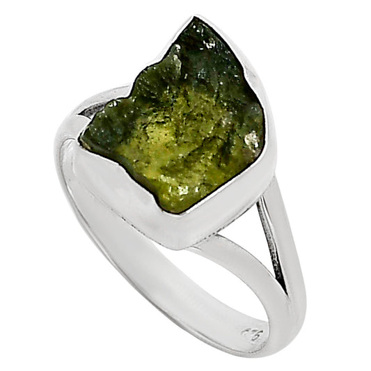 Genuine Czech Moldavite Rough Ring size-9 R-1002 SDR252278