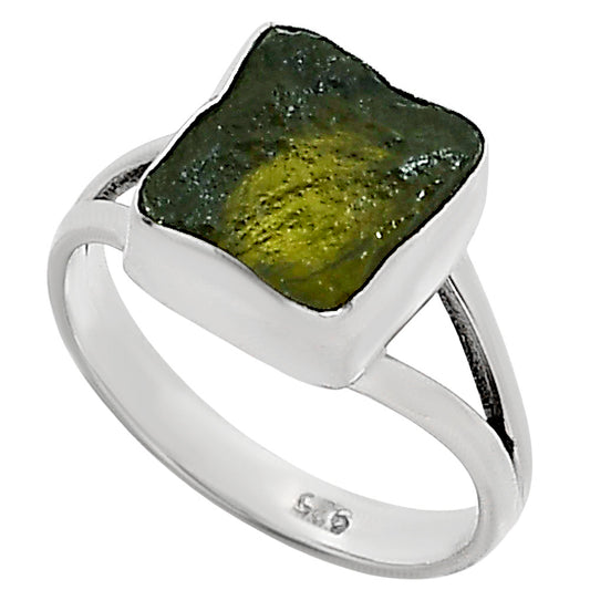 Genuine Czech Moldavite Rough Ring size-7 R-1002 SDR252280