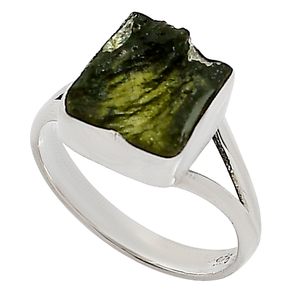 Genuine Czech Moldavite Rough Ring size-9 R-1002 SDR252294