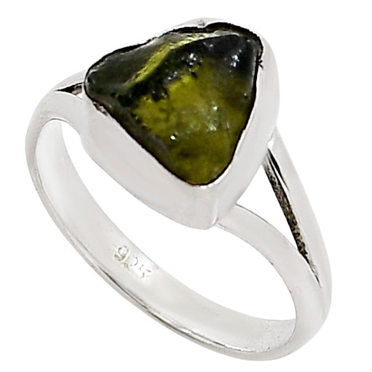 Genuine Czech Moldavite Rough Ring size-9 R-1002 SDR252296
