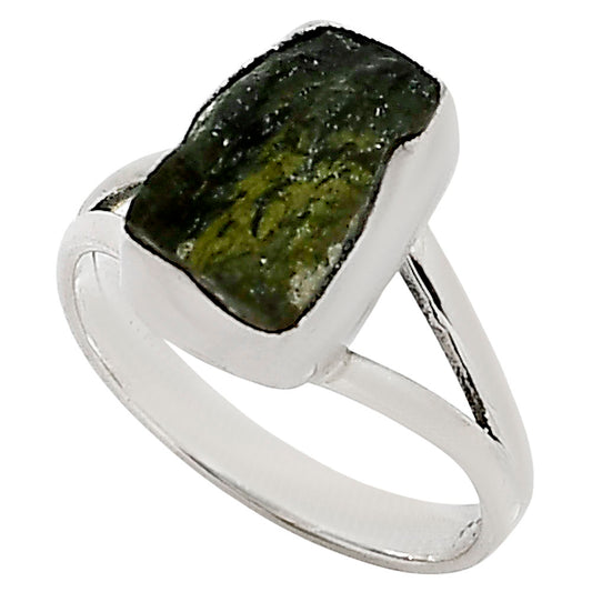 Genuine Czech Moldavite Rough Ring size-7 R-1002 SDR252301