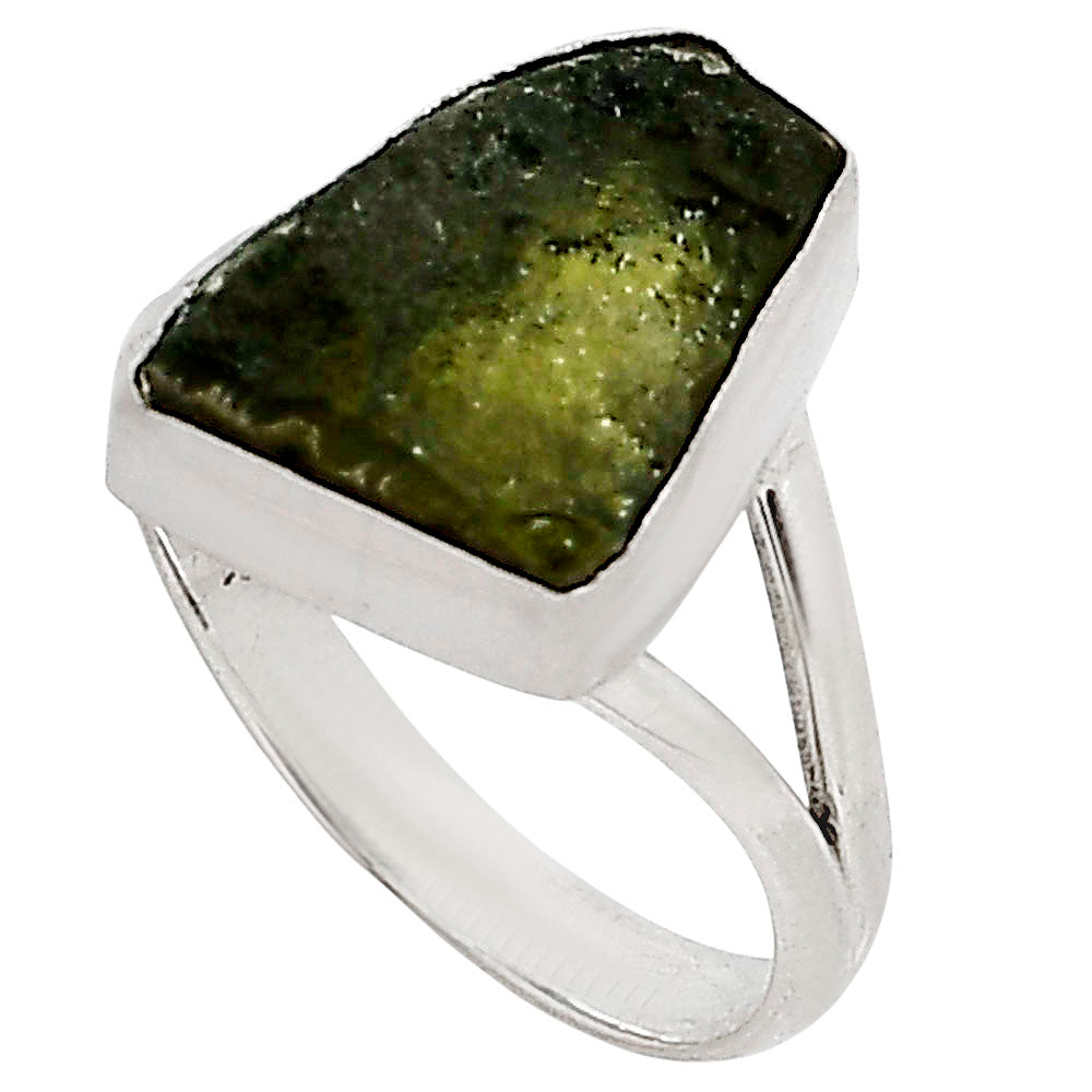 Genuine Czech Moldavite Rough Ring size-9 R-1002 SDR252303