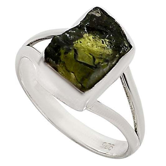 Genuine Czech Moldavite Rough Ring size-9 R-1002 SDR252317