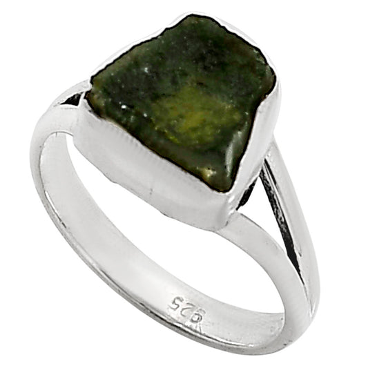 Genuine Czech Moldavite Rough Ring size-7 R-1002 SDR252320