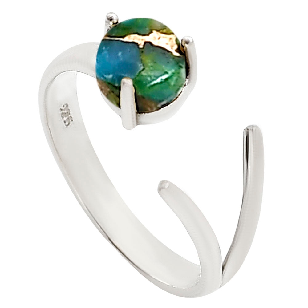 Adjustable - Blue Turquoise In Green Mohave Ring size-5 R-1176 SDR252368